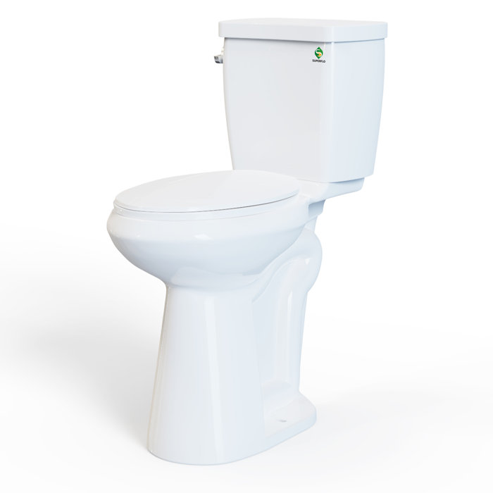 SUPERFLO Elongated Two piece Toilet With Extra Tall Bowl, Powerful 1